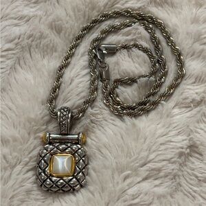 Premier Designs Silver and Gold Pendant on Silver Toned Rope Necklace